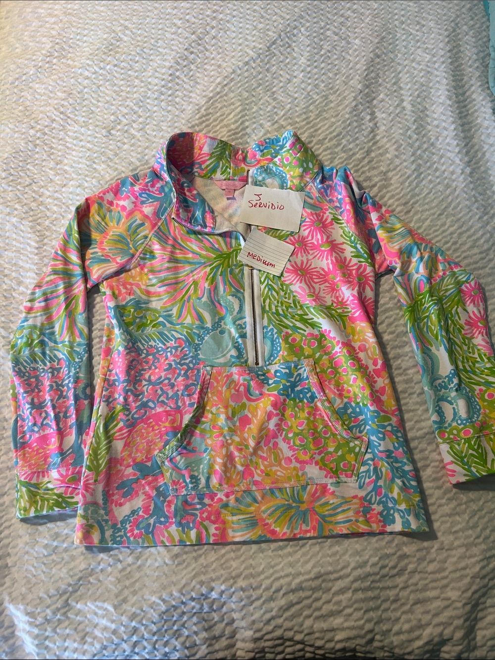Lilly Pulitzer Pink Multi Floral Quarter-Zip Pullover